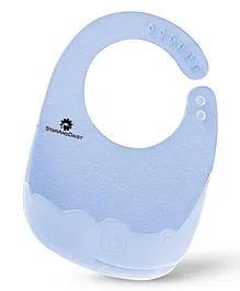 StarAndDaisy Silicone Bibs for Infants Silicone Bib for Babies with Six adjustable Buckles Washable and Reusable (Blue Set of 2)
