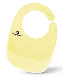 StarAndDaisy Silicone Bibs for Infants Silicone Bib for Babies with Six adjustable Buckles Washable and Reusable (Yellow Set of 2)