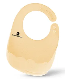 StarAndDaisy Silicone Bibs for Infants Silicone Bib for Babies with Six adjustable Buckles Washable and Reusable (Beige Set of 2)