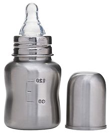 Vega Baby Stainless Steel Regular Neck Feeding Bottle Silver - 120 ml