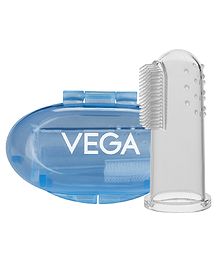 Vega Baby Silicone Finger Brush with Case - Blue