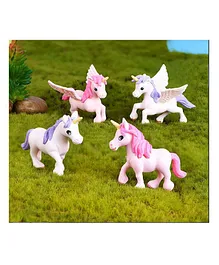 AKN TOYS Pack of 4 Cute Unicorn Miniatures Garden Decoration Gifts for Kids