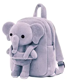 Frantic Premium Quality Soft design FullBody Grey Elephant Bag for Kids