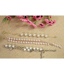 Kamule Pack Of 3  Pearl Adjustable Bracelet - Sliver Gold & Rose Gold