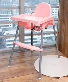 Multi-Functional Portable Feeding Highchair
                        Plastic With 2 Level Height Adjustment - Pink|
                        Removable Footrest| Safety Harness| Comfortable
                        Seat