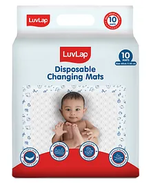 Luv Lap Disposable Baby Underpad cum Changing Mats - White.