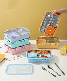 Vworld Lunch Box 3 Compartment Leak-Proof BPA Free Stainless Steel- (Colour May Vary)