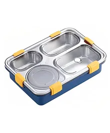 Vworld Students Lunch Box Sealed Leakage Proof Stainless Steel Lunch Box with 4 Compartment - Blue