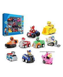 AKN TOYS Ready to Attack Pup Buddies Dogs with Vehicles Racer Pups Rescue Badge Ryder Tracker Robot Team Mission Figure Toy Set of 9 - (Color May Vary)