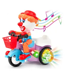 Fiddlerz Stunt Tricycle Joker Bump and Go Toy with 4D Lights Dancing Toy Battery Operated Toy for Boys Girls - Multi Color
