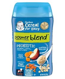 Gerber Cereal for Baby, Powerblend, Probiotic Oatmeal, Lentil, Carrots and Apples-227 g