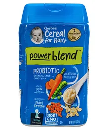 Gerber Cereal for Baby Powerblend Probiotic Oatmeal Lentil Carrots and Peas-227 g