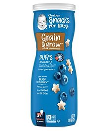 Gerber Puffs Blueberry Baby Snacks for 8-12 Months, Whole Grain, No Artificial Flavors/Sweeteners, 42g