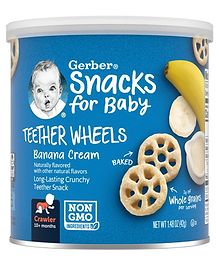 Gerber Snacks for Baby, Teether Wheels Banana Cream-42 g