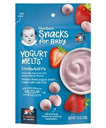 Gerber Snacks for Baby, Yogurt Melts - Strawberry-28 g