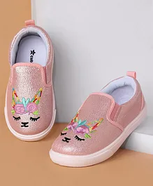 Cute Walk by Babyhug Unicorn Embroidered Slip On Casual Shoes - Pink