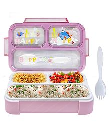 FunBlast 3 Compartment Lunch Box with Fork  Pink