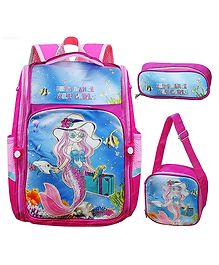 FunBlast Mermaid Themed School Backpack with Lunch Bag - Pink