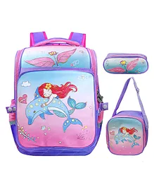 FunBlast Mermaid Themed School Backpack with Lunch Bag - Purple