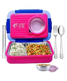 FunBlast Insulated Bento Lunch Box with Bowl, Spoon, Fork & Chopstick  Pink