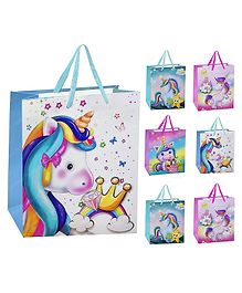 FunBlast Unicorn Theme Paper Bags with Handle for Gifting  Pack of 6 Random Print