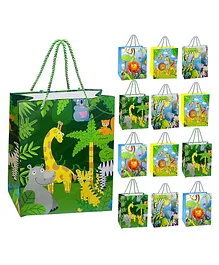 FunBlast Jungle Theme Paper Bags with Handle for Gifting  Pack of 12 Random Print