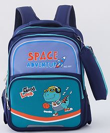 Space Theme Backpack Blue and Green - Height 17 inches