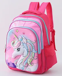 School Backpack Unicorn Print Pink - 17 Inch