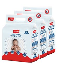 Luv Lap Disposable Baby Underpad cum Changing Mats Pack of 3 - White