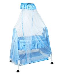 Mee Mee New Born Baby Premium Sleep Swing Cradle/Jhula/Palna/Bed/Baby Bedding with Mosquito Net and Cradle for 0-12 Months Baby Boys and Girls (Blue)