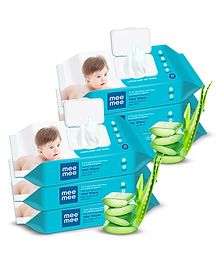 Mee Mee Wet Wipes for Baby Skin with Aloe Vera Paraben Free Fragrance Free pH Balanced Hypoallergenic free Baby Wipes Combo 72 Wipes Pack With Lid (Pack of 6)