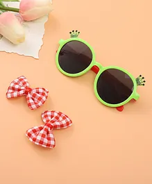 Babyhug Sunglasses with Bow Clips - Green and Red