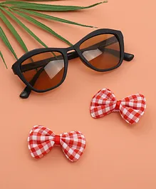 Babyhug Sunglasses  with Bow Clips - Black & Red
