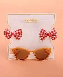 Babyhug Sunglasses  with Bow Clips - Orange & Red