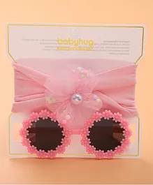 Babyhug Sunglasses with Headband Flower Applique -Pink