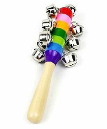 Sanjary Wooden Handcrafted Bell Rattle Musical Instrument Toy (Color May Vary)