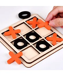 Sanjary Wooden Zero & Cross Board Game (Color May Vary)