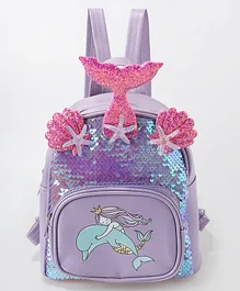 Babyhug Fashion Backpack with Beach Mermaid Design - Purple