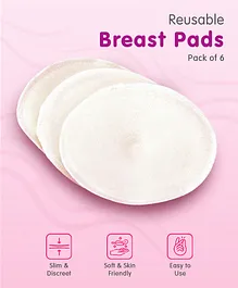Reusable Breast Pads Pack of 6- White