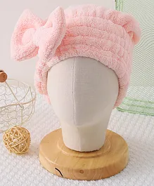Hair Drying Cap with Bow Applique -Pink