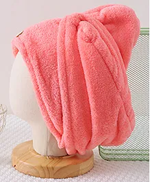 Hair Drying Cap with Show Button Soild Colour- Pink