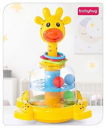 Babyhug Premium Giraffe Press and Spin Toy for Kids- Yellow| Pre-school Toys for Kids| Encourage Walking, Build Gross Motor Skills and Hand-Eye Coordination| BIS Certified| 18 Months+