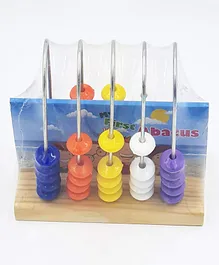 Sanjary Wooden Five Frame Calculation Abacus Counting Addition Subtraction Kit - Multicolour
