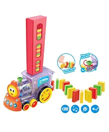 domenico Domino Train Toy Set with Lights and Sounds Construction Stacking Dominoes Toys 60 Pieces - Multicolor