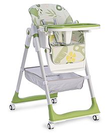 Pineapple Design Multifunction Baby High Chair With Wheels & Basket - Green