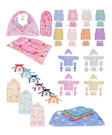 Toddylon 56 in 1 New Born Baby Complete Daily Items Combo- Pink