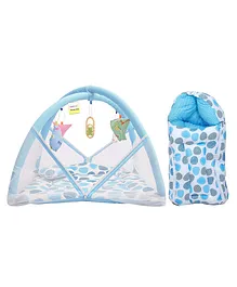 Toddylon New Born Baby Bedding Set Mattress with Mosquito Net & Sleeping Bag Combo - Blue