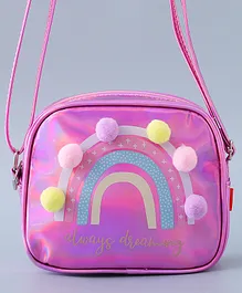 Babyhug Sling Bag with Rainbow Print and Soft Buttons -Pink