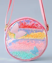 Babyhug Transparent Sling Bag Butterfly Applique - Pink