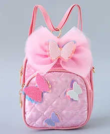 Babyhug Fashion Backpack with Butterfly Applique - Light Pink